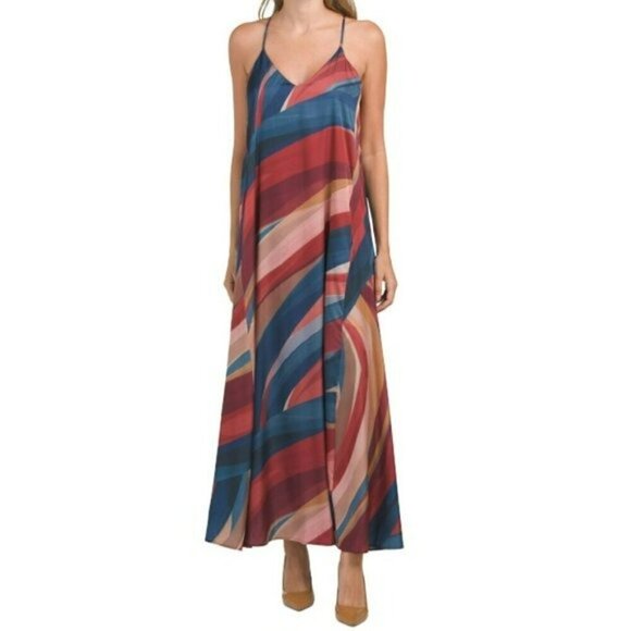 Nicole Miller Dresses & Skirts - NWT Nicole Miller Abstract Floral Print Slip on Satin Maxi Dress
